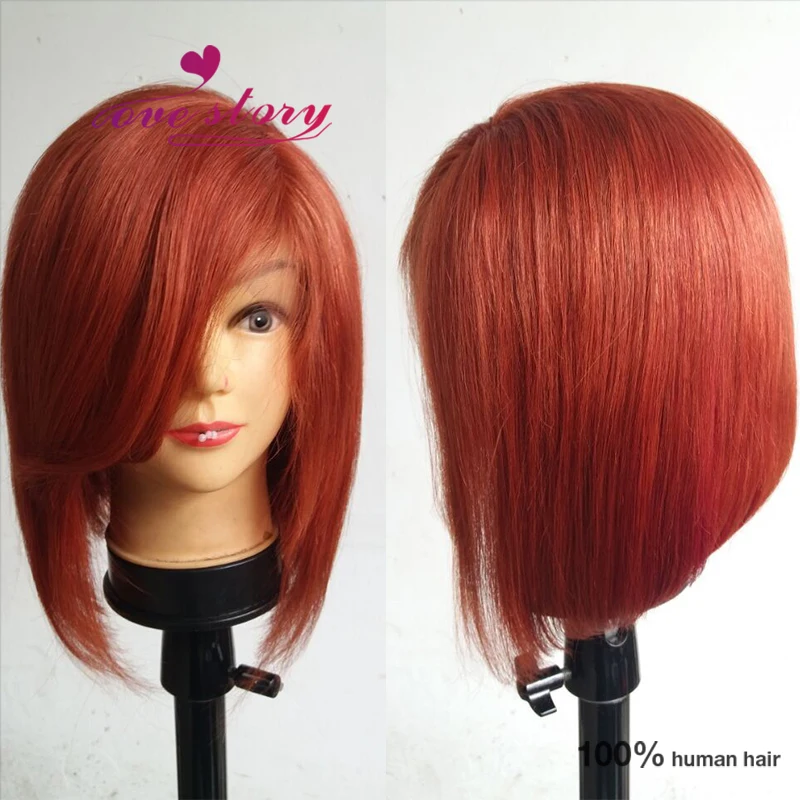New arrival red color layered bob wigs glueless full lace human hair wigs 7a brazilian virgin