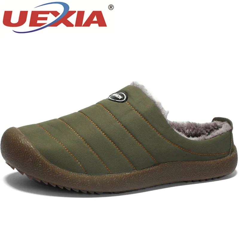 

UEXIA Winter Shoes Women Plush Men Slippers Fleece Warm Fur Thicken Cotton-Padded Slipper Indoor Flats Shoes Rubber Big Size 48