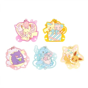 

Pocket Monster Anime Pikachu Mew Gengar Eevee Poketto Monsuta Rubber Keychain