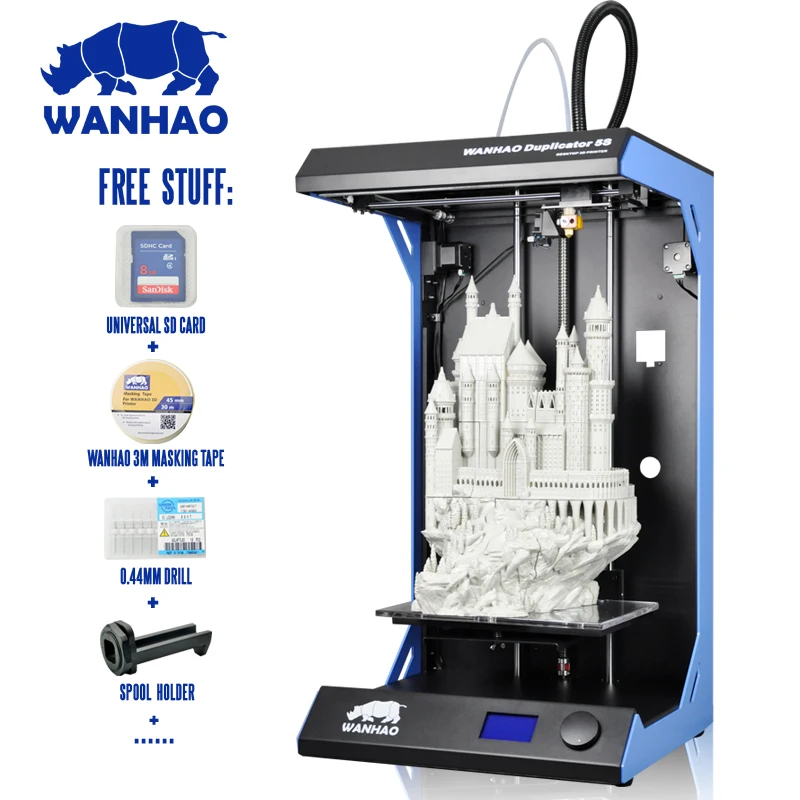  WANHAO FDM 3D Printer D5S color Machine with High Precision and printing speed PLA/PVA/ABS filament