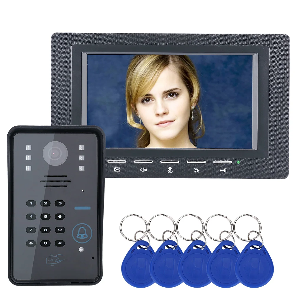 Yobang Security RFID Password unlock 7" Audio Intercom TFT LCD Wired Video Door Phone Visual Home Video Intercom