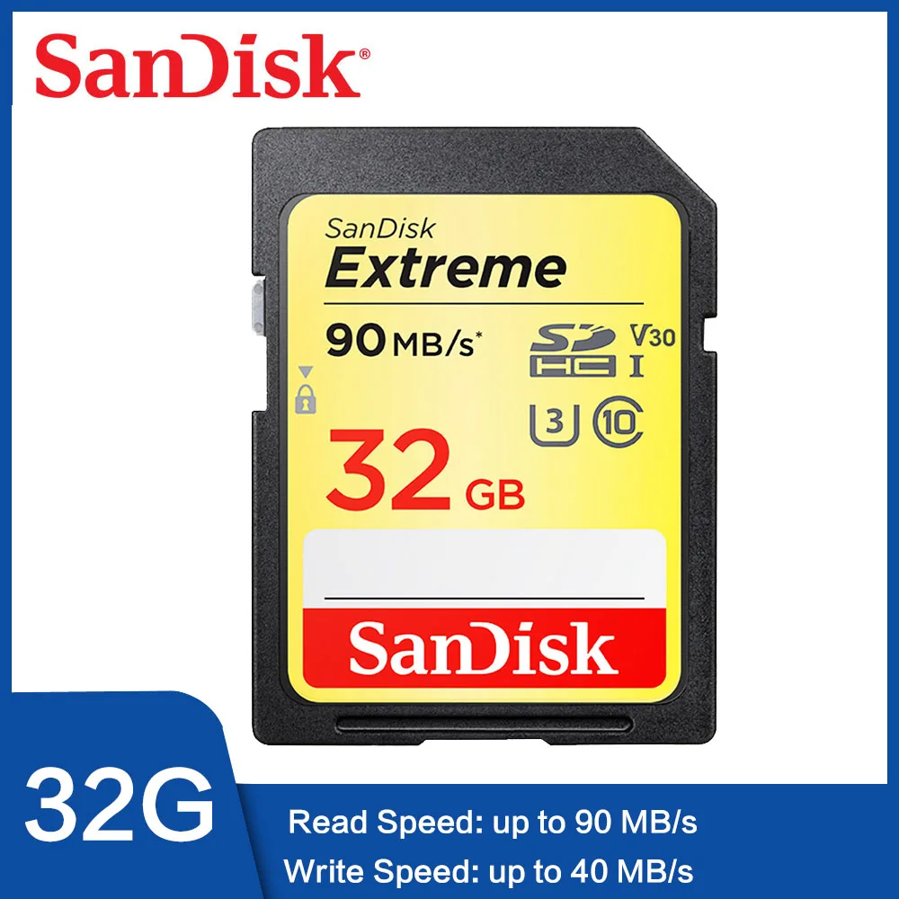 Sandisk Extreme 32gb 90 МБ/с. sdhc uhs-i card 64 Гб Sd карта памяти sdxc карты 128 ГБ 256 карты памяти sd интеллектуальный контроллер с DVD картой памяти memoria для цифровых зеркальных фотокамер