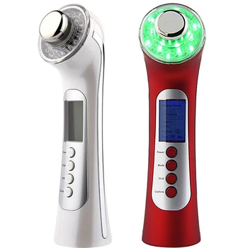 

Anti Aging 5 in1 U Galvanic Ion Photon Whitening Lifting Tightening Ion Import Facial Massager 3Mhz Skin Care Beauty Device