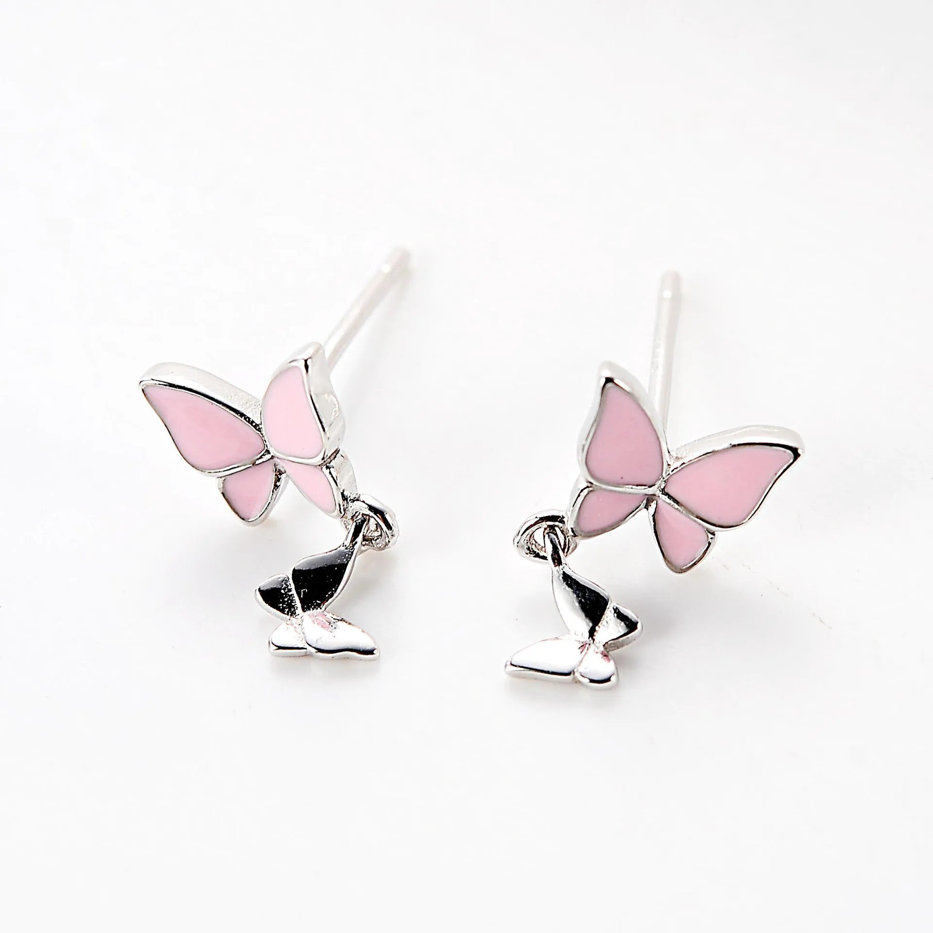 butterfly drop glaze earring 100% 925 Sterling silver Jewelry fashion Hypoallergenic Stud earrings for women gift