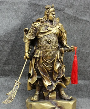 

wholesale factory 19" Chinese Pure Bronze Warrior Dragon Head General GuanGong GuanYu Brass Statue 25% off