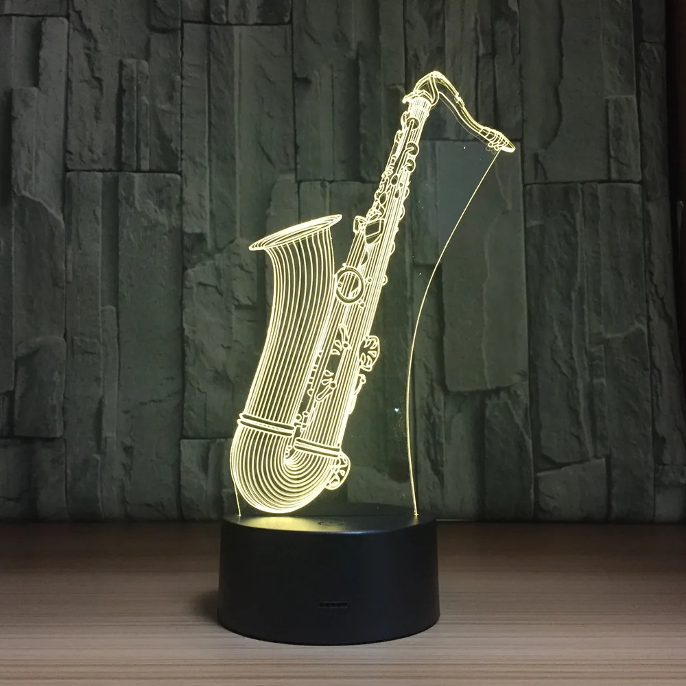 Sax арфа барабанная труба 7 цветов 3D визуальные Светодиодные ночные светильники сенсорный Usb Настольный лампе музыка фортепианная лампа