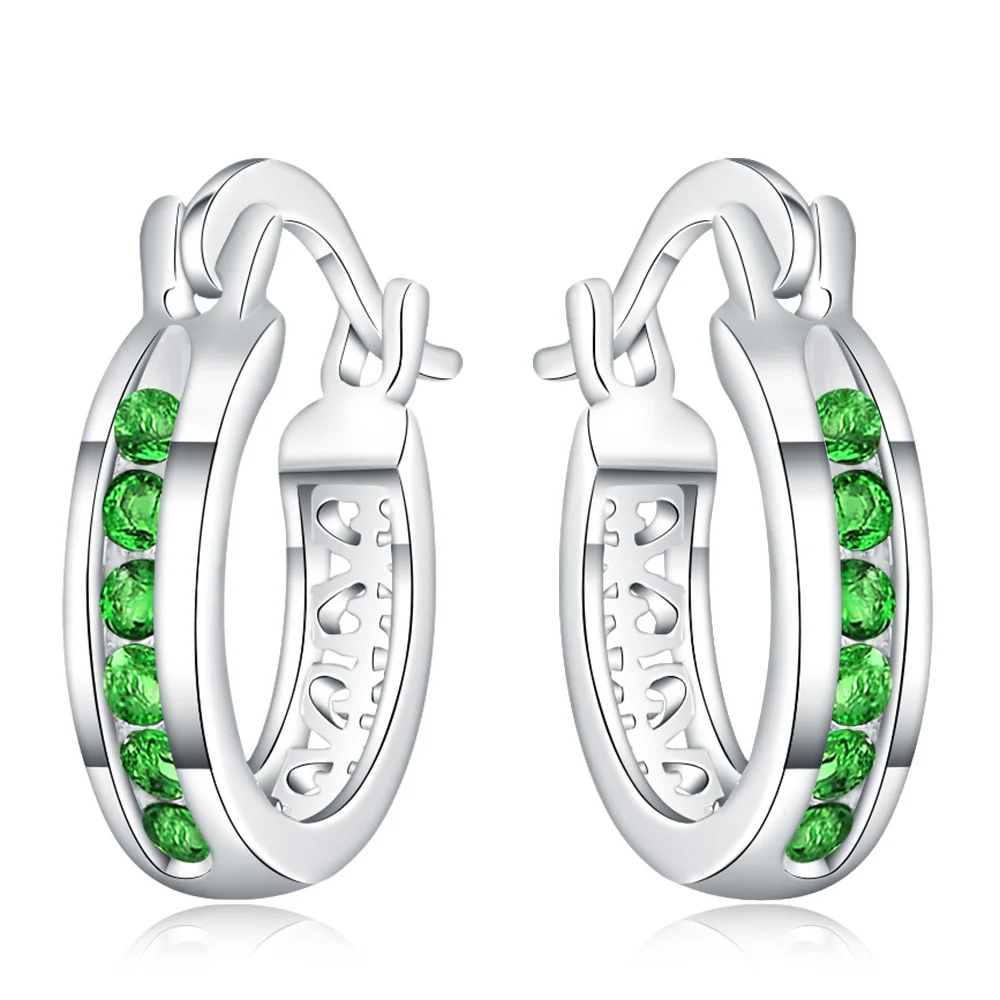 

5 color Wholesale gift White Gold color earring silver color jewelry crystal for women Lady retro wedding best gift LE030