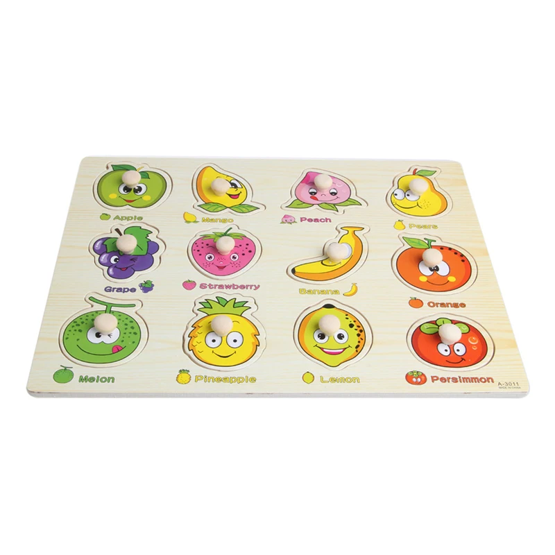 Baby Children Fruit Wooden Attractive Early Learning Hand Puzzle Plate Toys