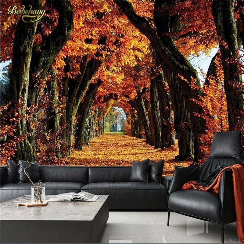 beibehang papel de parede Custom Photo Wallpaper Mural Wall Sticker Autumn Golden Sapphire Maple Leaf 3D TV | Обустройство дома
