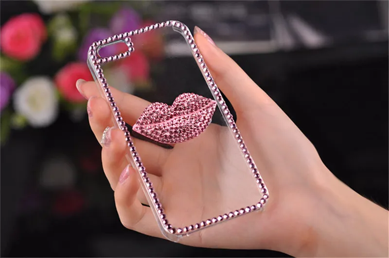 Bling-Diamond-Transparent-Soft-TPU-Phone-Case-Pink-Lip-Case-Cover-For-iPhone-X-5s-5c (1)