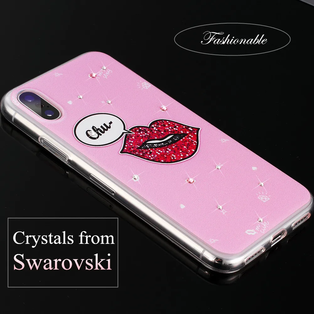 KINGXBAR принципиально для iPhone х чехол кристаллами Swarovski Прозрачный X случаях