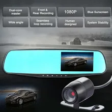2017 Новый 4.3 “HD 1080 P с Двумя Объективами DVR Даш Recorder Камеры Монитор Автомобиль Зеркало Заднего Вида