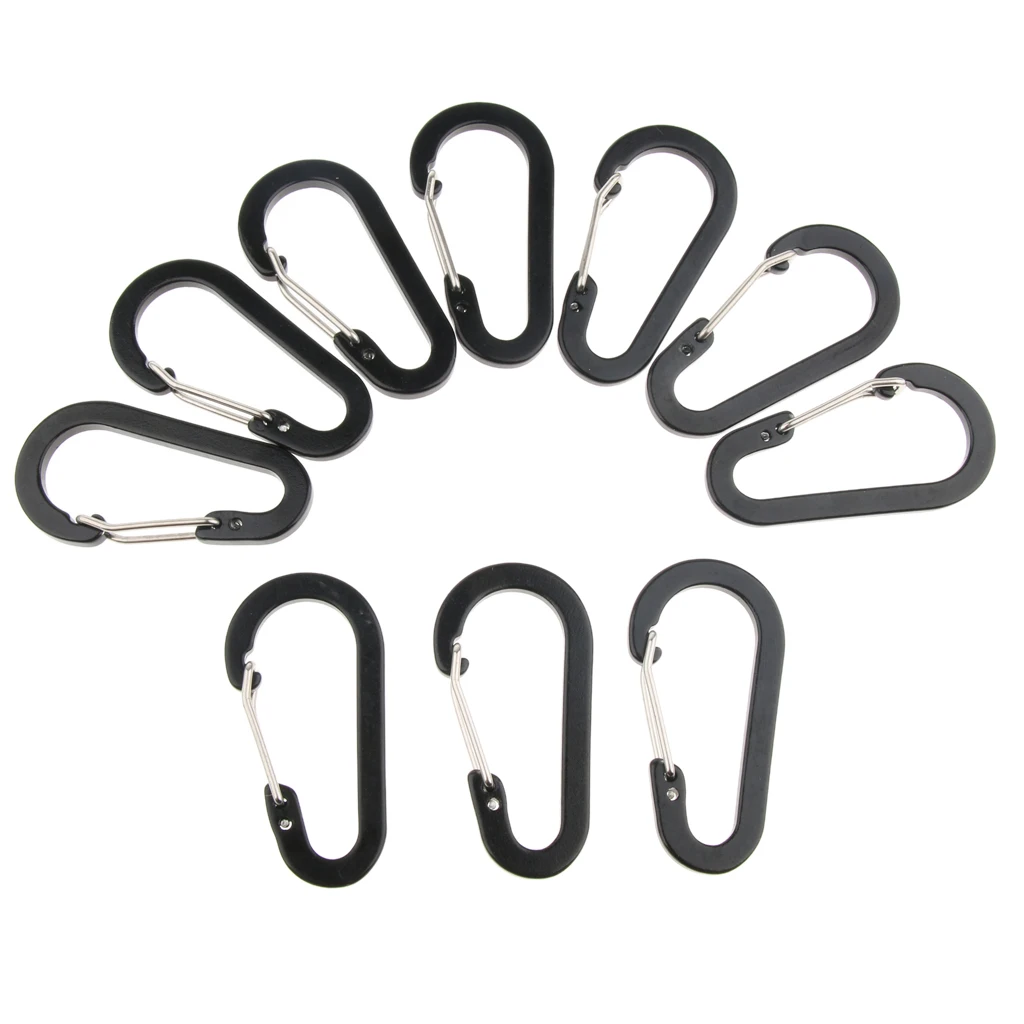 10Pcs Aluminium Carabiners Clip Snap Keychain Clip Spring Key Chain Clip Hook Buckle for Camping Hiking Dog Leash Harness