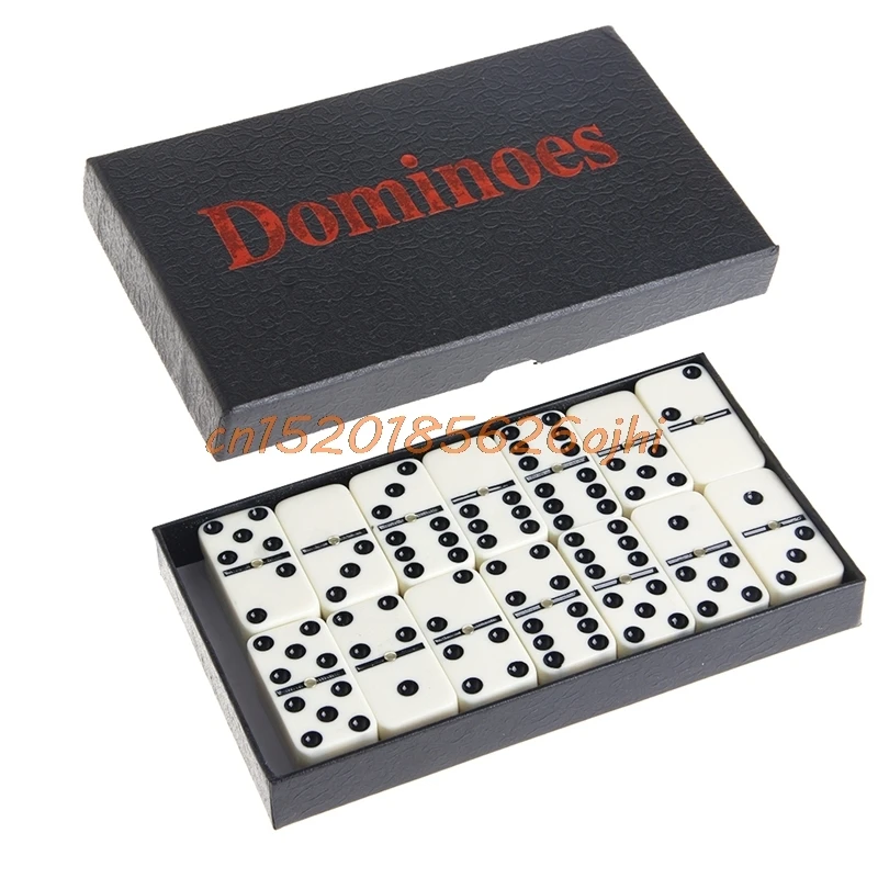 

Wooden Domino Box Toy Game Set/28Pcs Travel Dominoes #H030#