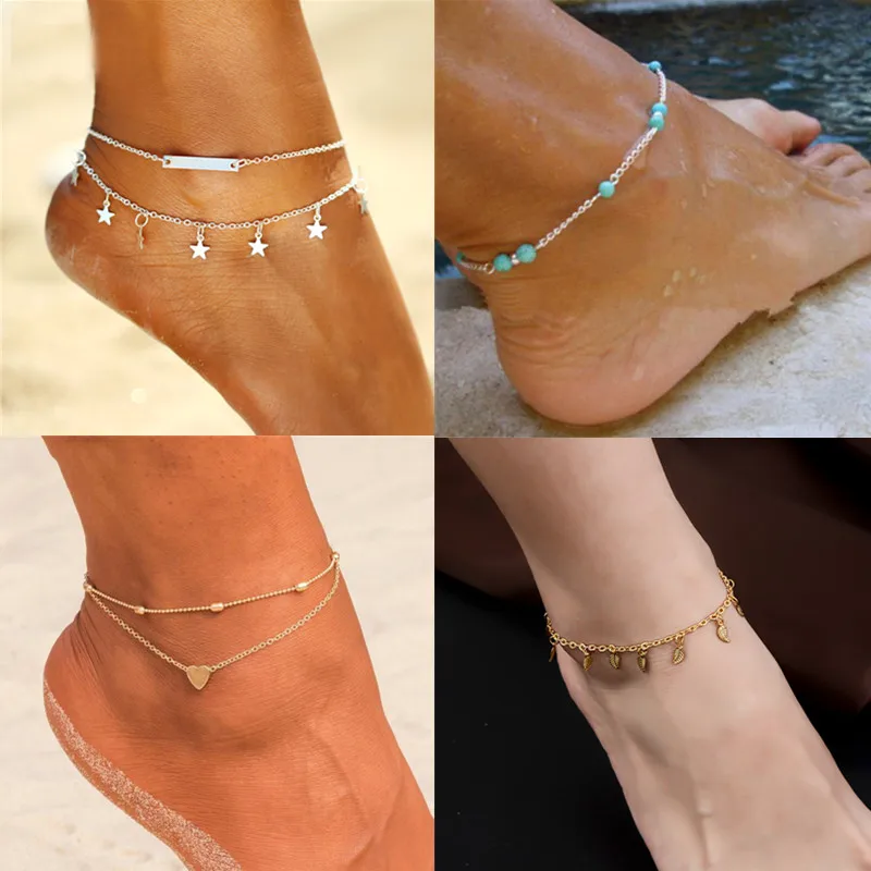 

Female Heart Anklets Barefoot Crochet Sandals Foot Jewelry New Ankle Ankle Foot Anklets Bracelets For Women Boho Chain On Leg