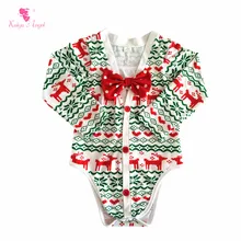 Kaiya Angel/рождественское боди для малышей с длинными рукавами и рисунком оленя; одежда для малышей; Рождественская одежда с галстуком для мальчиков; боди с оленем для новорожденных
