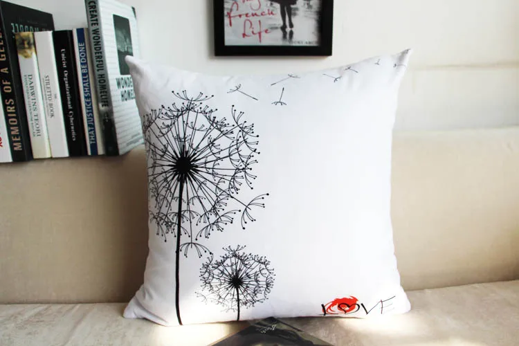 Дизайн Одуванчик маленькая свежая Автомобильная подушка черно-белая модная домашняя мебель оригинальная Милая диванная Подушка - Цвет: pillow cover