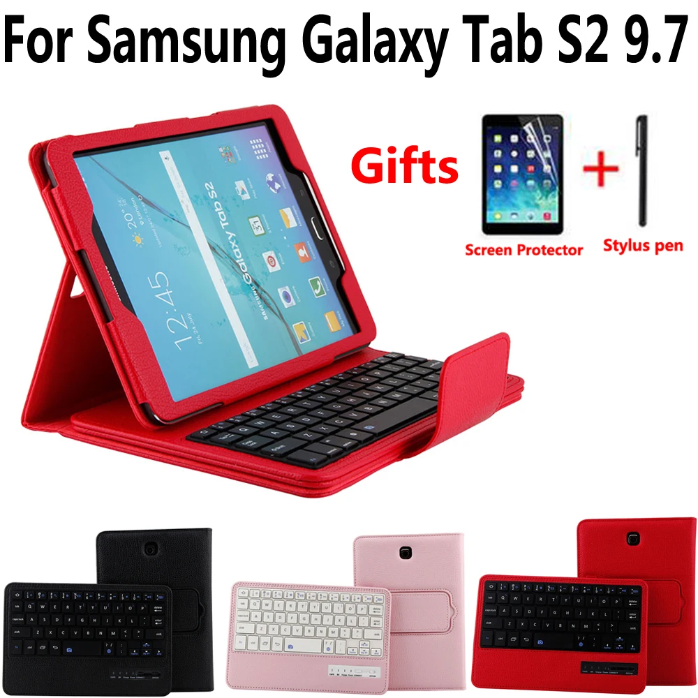 Detach Wireless Bluetooth Keyboard Case Cover For Samsung Galaxy Tab S2 9.7  T810 T815 T813 T819 With Screen Protector Film Pen - Tablets & E-books Case  - AliExpress
