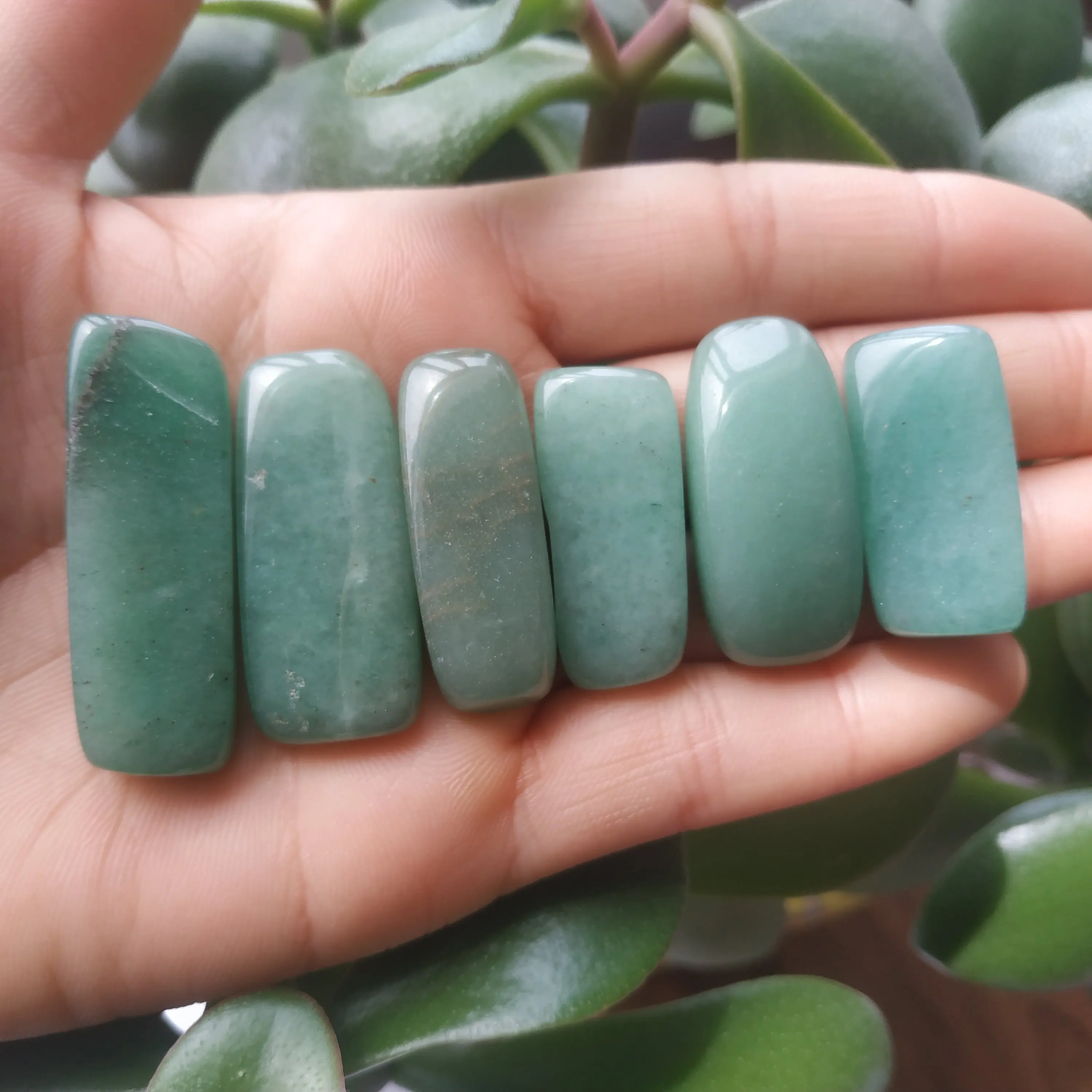 

6pcs AAA+++ NATURAL GREEN Aventurine Jade QUARTZ CRYSTAL STONE ORIGINAL