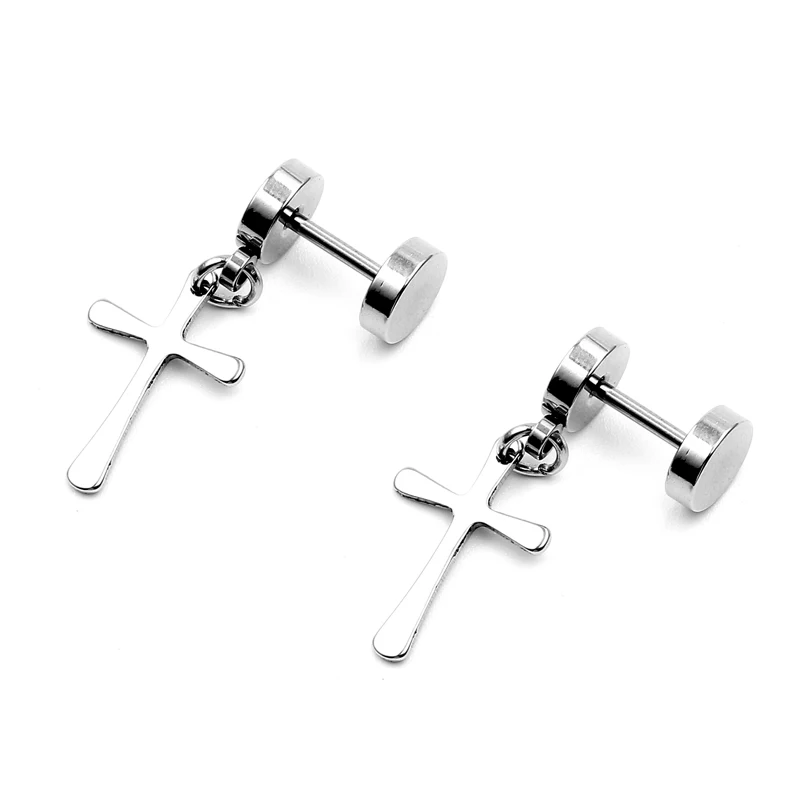 

New Fashion Women Costume Jewelry Drop Earrings Cross Shape Vintage Silver Silver-Color For Women Crosses Earring Pendientes