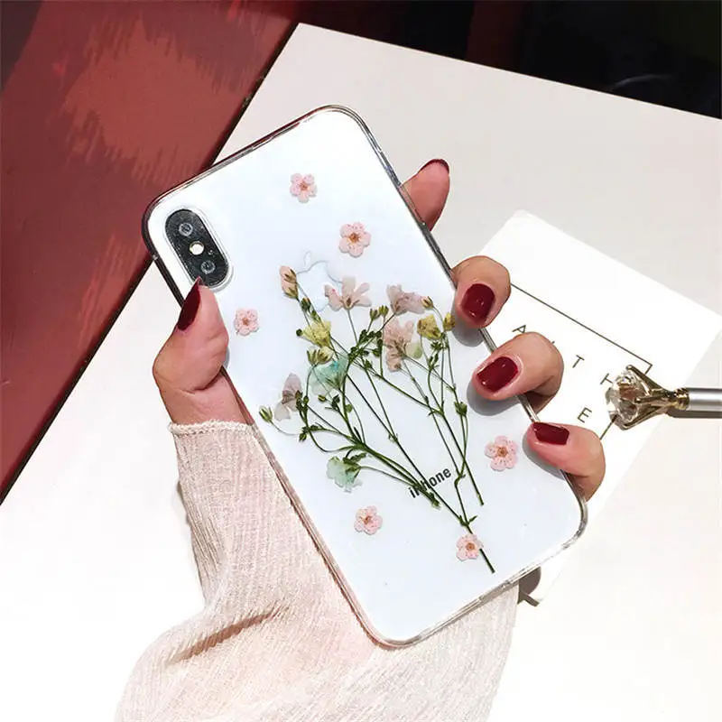 

Epoxy Pressed Flower For Iphone 6 6s 7 8P X Xs Xr Xsmax Tpu Transparent Anti-Drop Mobile Phone Case