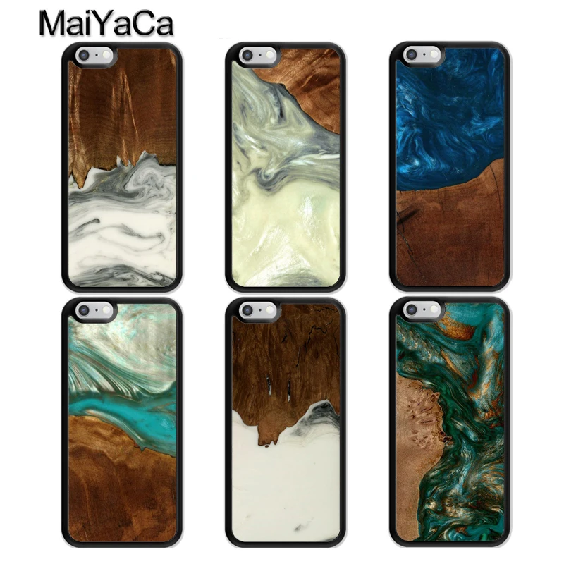 

MaiYaCa Wood Resin Phone Case For iphone 11 Pro MAX X XR XS MAX 6 6S 7 8 Plus 5S TPU Back Cover Fundas