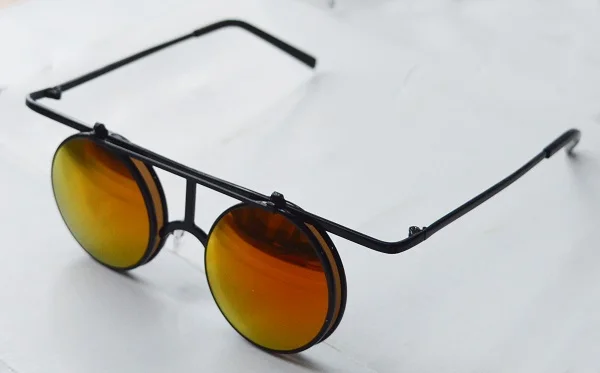

Free shipping black metal flip up frame 3D diffraction glasses with heart diffraction glasses