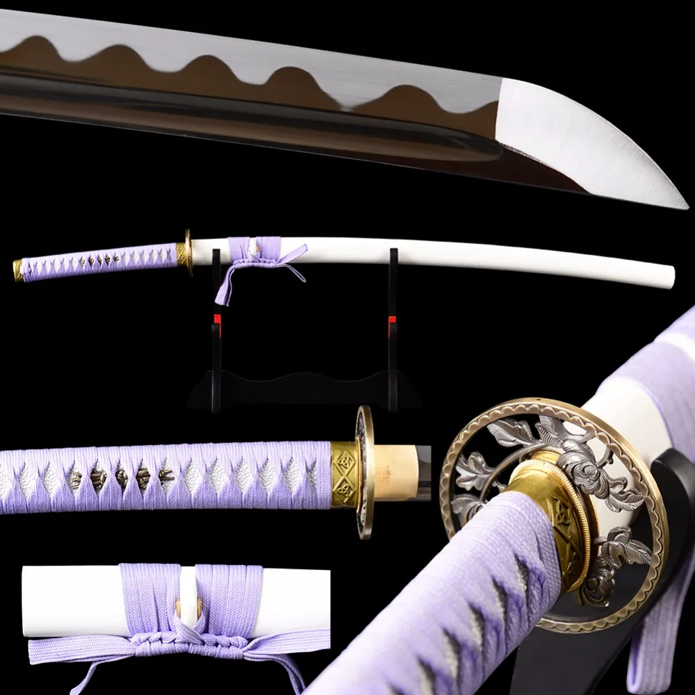 

Brandon Swords Sharp Japanese Samurai Katana Manganese Steel Full Tang Combat Practice Battle Ready Sword Can Cut Bamboo
