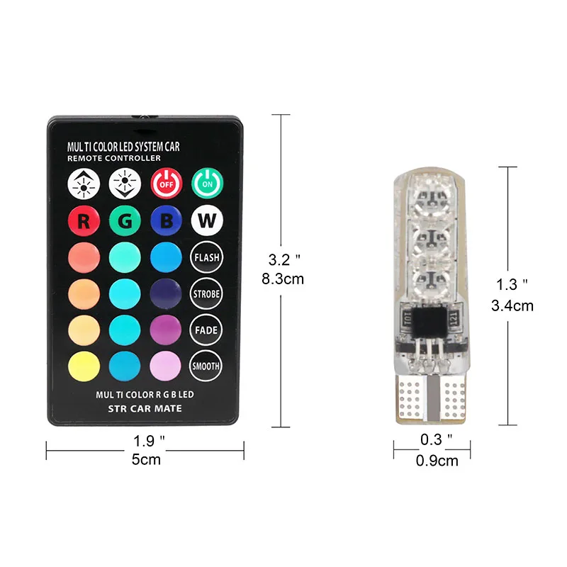 2 шт. 5050 SMD T10 RGB светодиодная Стробоскопическая Лампа 194 168 w5w клиновидная лампа
