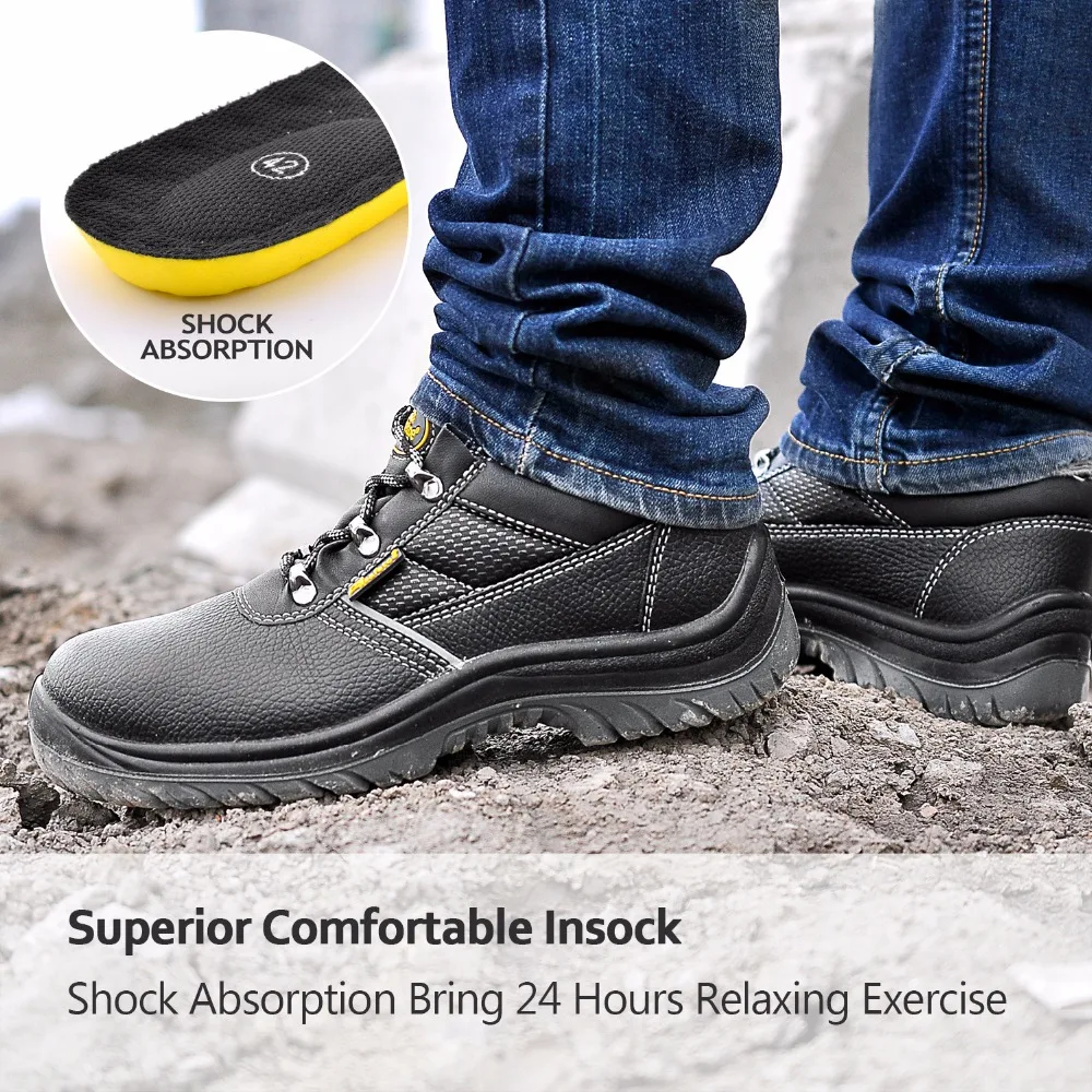 Safetoe бренд S3 рабочая обувь со стальным носком для мужчины анти-удар коженная спецобувь
