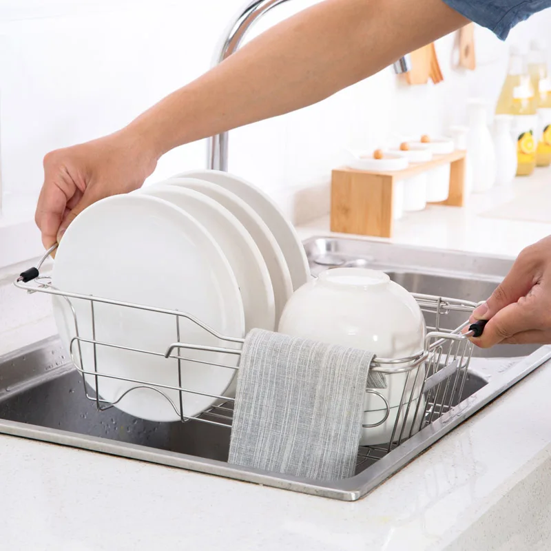  Stainless steel sink telescopic dish rack kitchen sink bowl shelf rack shelf drainboard LU4203 - 32868274130