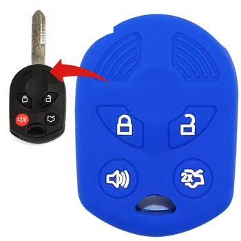 

4 Buttons Silicone Car Key Case Cover For Ford Escape Fusion Focus Edge Transit C-Max Mercury Mariner Lilan Lincoln Navigator