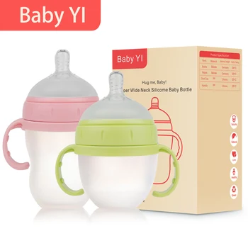 

Silicone Baby bottle PP Milk Feeding Bottle Width Mouth Adjust Water Cup Hand Holder Shatter Proof Milk Bottles baby care