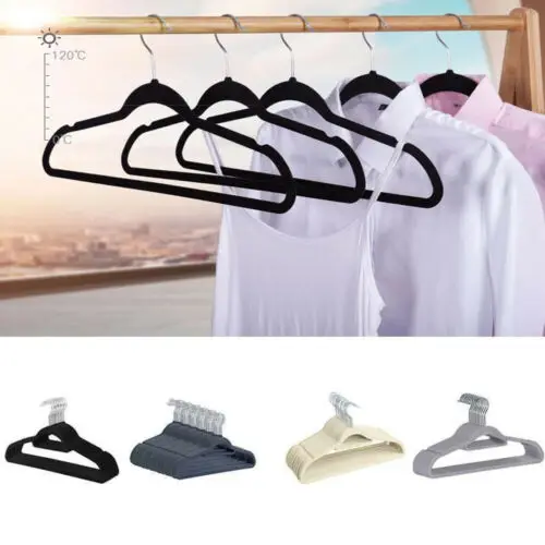 Non-slip Traceless Coat Flocking Velvet Hangers Clothes Rack Cloth Hanger Hook