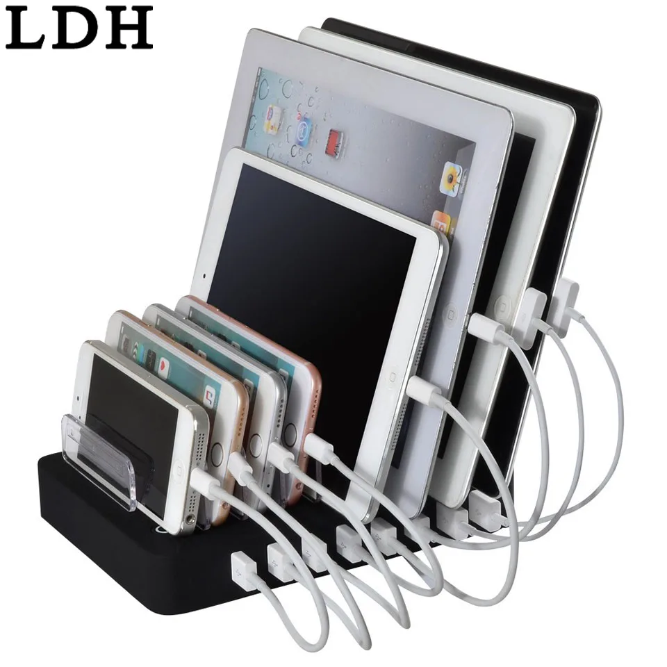

LDH 8 Port Desktop USB Charger Multi-Function 19.2A Charging Station Dock with Stand For Mobile phone tablet PC