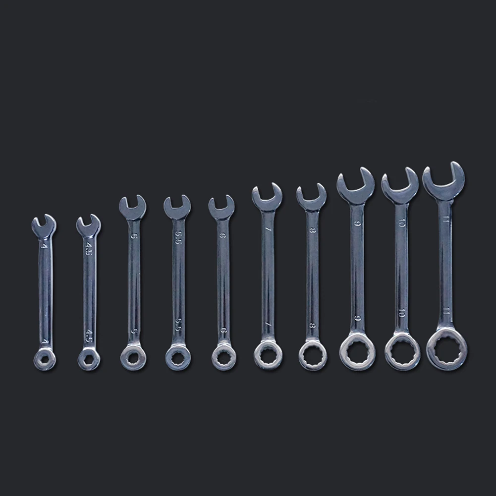 

10pcs Mini Metal Combination Offset Spanner Wrenches Set Key Ring Spanner Explosion-proof pocket British/Metric Type Wrenches