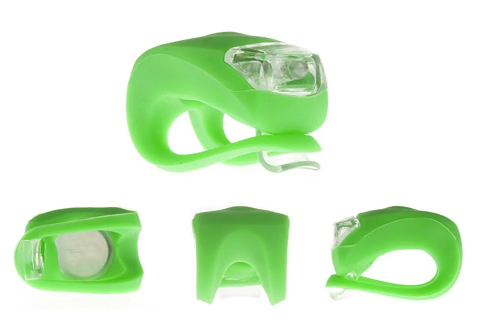 Top 1PC Silicone Bike Bicycle Cycling Head Front and Rear Silicone LED Bike Light Set Bike Headlight Waterproof Warning Light 5