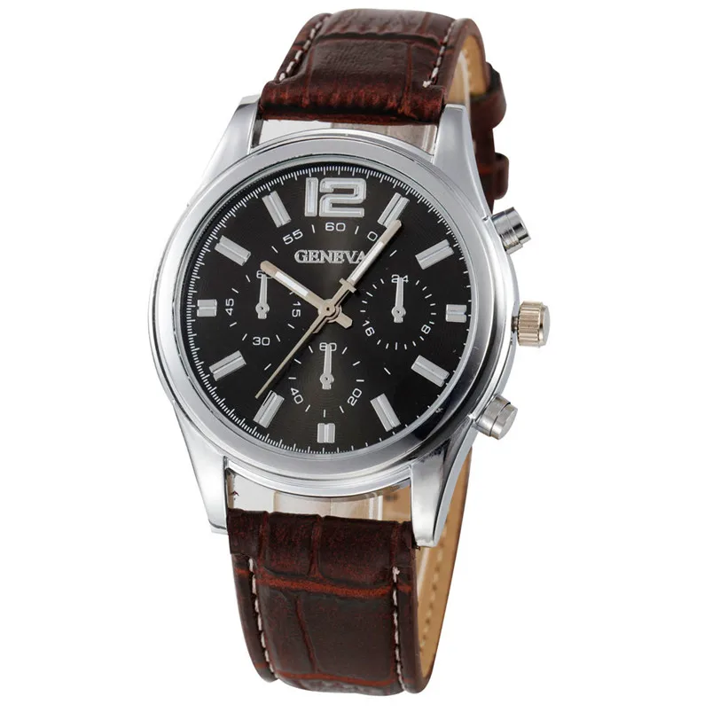Hot sale Men Casual Checkers Faux Leather Quartz Analog Wrist WatchMen Wholesale #2AP18 (2)