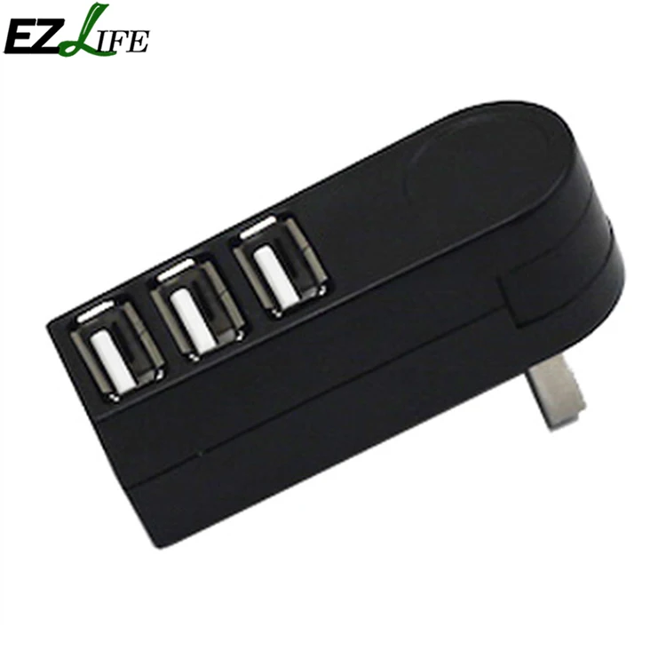 Черный 3 Интерфейс настоящий роторный Usb2.0hub провод 3 usb-хаб вращающийся высокоскоростной проводки устройства 3-портовый usb-хаб удлинитель