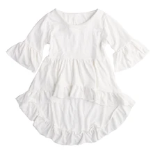Модная одежда для девочек блузка детская детские топы довольно элегантный принцесса белый трепал хлопковая одежда верхняя одежда для девочек; Новинка