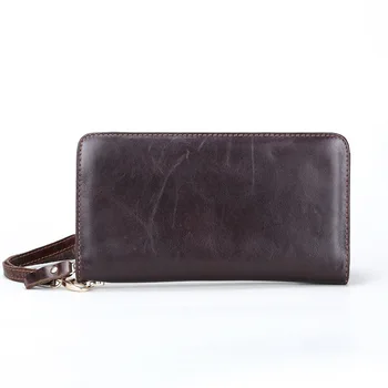 

Genuine Leather long wallet men zipper hand clutch bag male wallet coin purse card holder wallet mobile phone bag money bags