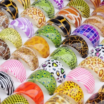 Mixed 10Pcs/Lot Vintage Advance Resin Ring For Women Unisex Fashion Charm Finger Rings Jewelry Gifts Wholesale