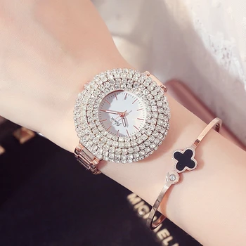

JBAILI 2020 Brand Quartz Women Watches Big Diamond Case Women's watch Girls Gift Gold Clock Fashion Business Bracelet