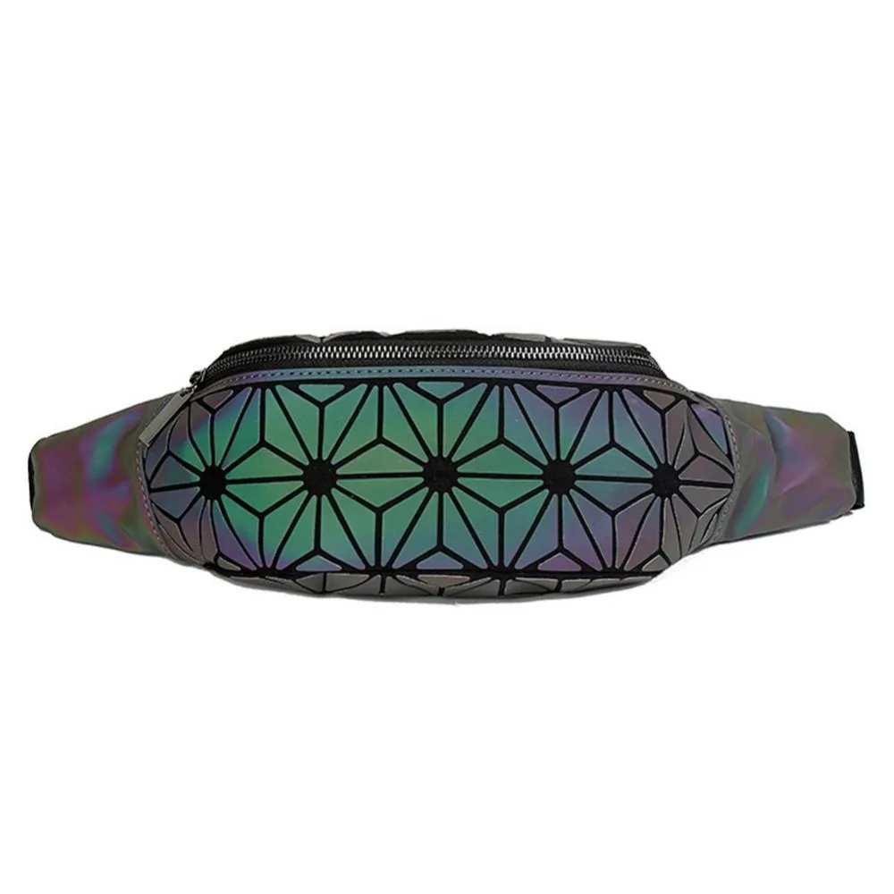 

2019 Fashion Luminous Waist Bags Women Waist Fanny Packs Belt Bag Luxury Brand Leather Chest Handbag Geometry Waist Packs Purse