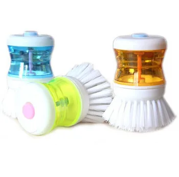 

Dish Brush with Washing Up Liquid Soap Dispenser Kitchen Utensil Clean Brush