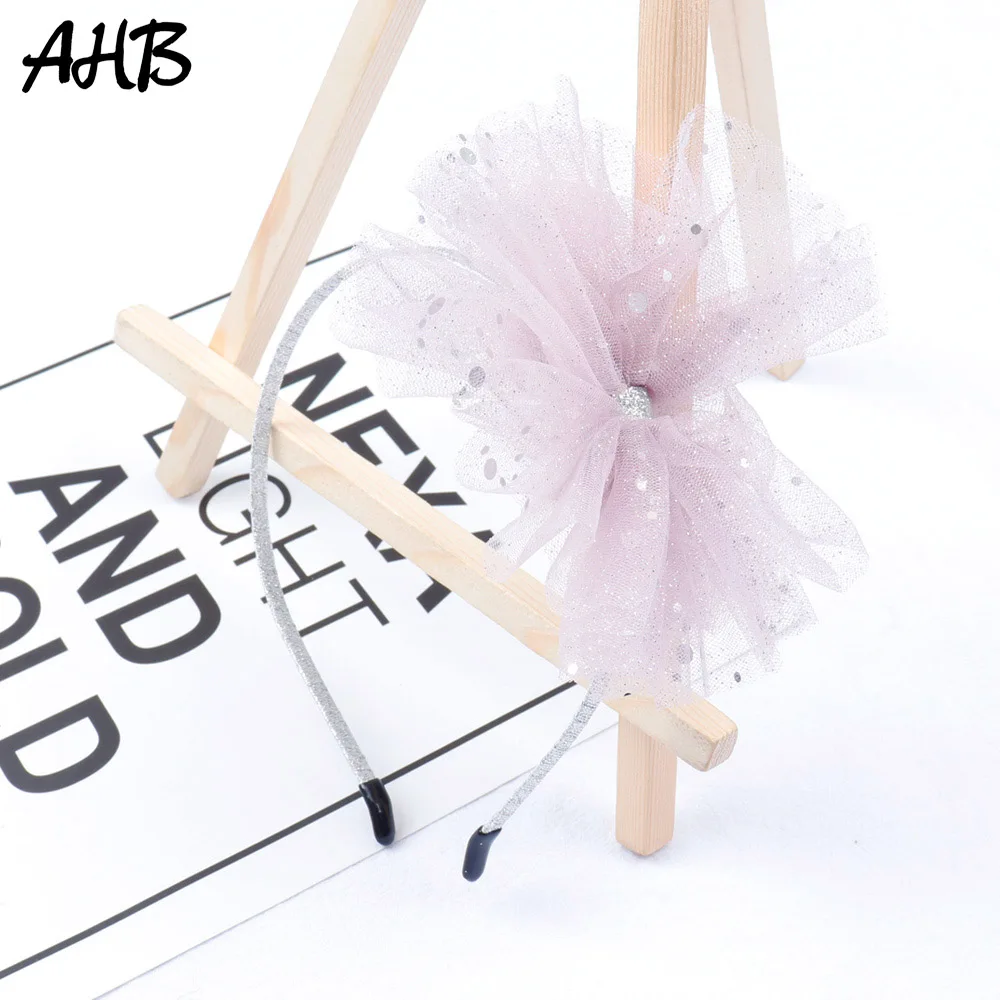 

AHB Korean Elegant Hairbands for Girls Shiny Sequin Organza Bowknot Headbands Summer Fashion Hair Hoop Kids Hair Accessories