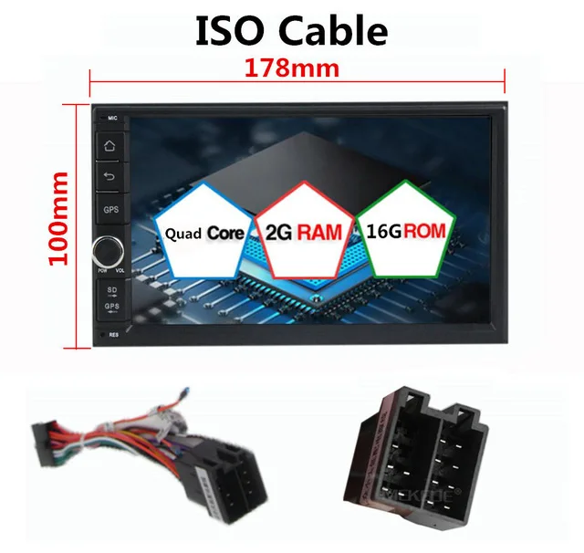 Clearance HD 1024X600 Android 7.1 Quad Core 16GB Flash Universal Double 2 din 2Din Car dvd player Stereo GPS Navigation Radio DDR3 4G Wifi 3