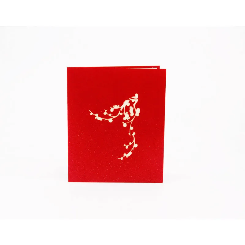 10pcs Plum Flower DIY 3D Pop Up Laser Cut Greeting Cards Postcards Handmade Origami Birthday Gift Teachers' Day Party Supplies