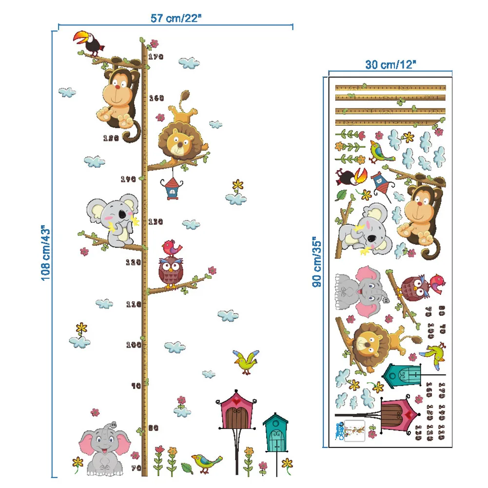 

Cartoon Animals Wall Sticker Height Measure Ruler Home Decoration Decals for Kids Room Nursery Best Price