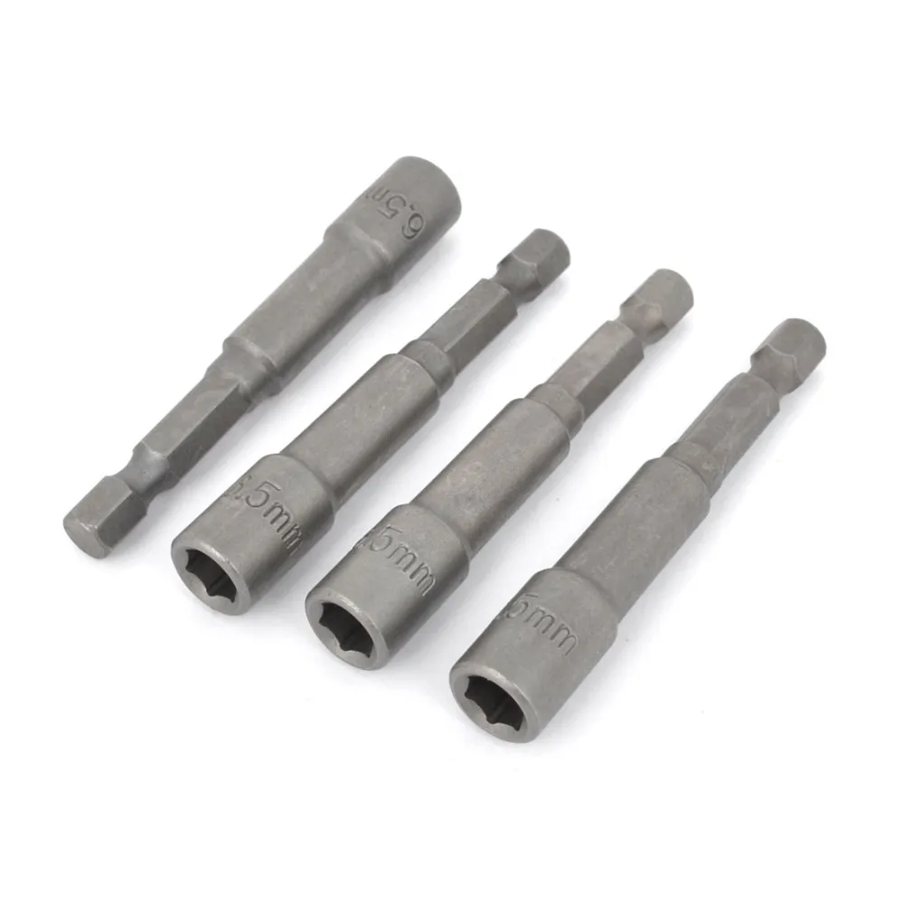 

4 PCS Chrome-Vanadium Hex Shank 6.5mm Magnetic Hex Socket Nut Driver Setter for Holding The Screws in Place